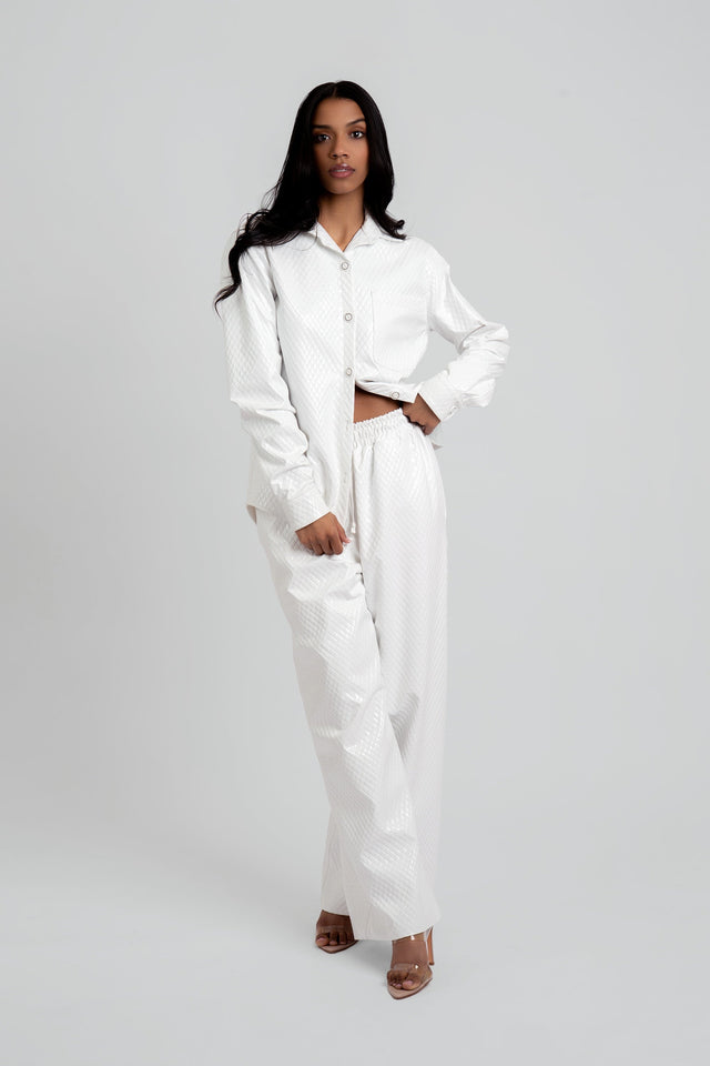 Celeste Quilted Vegan Leather Button-Up