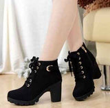 Ankle High Heel Women's Boots : With CrossTie