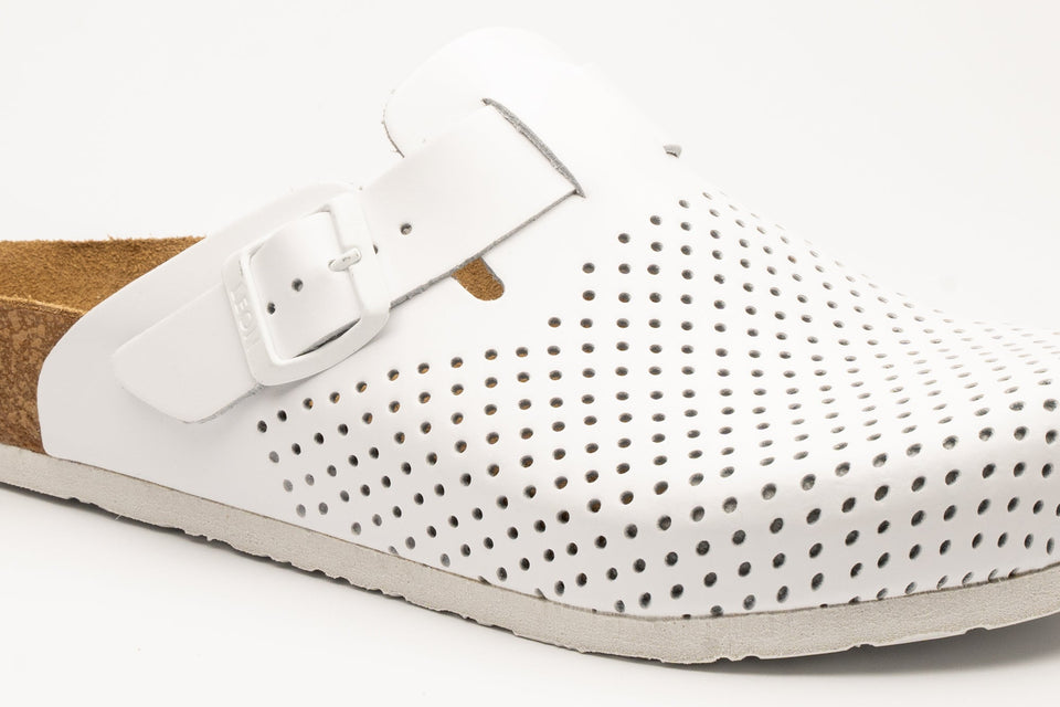 Bjorn by LEON- Men’s Leather Clogs – Breathable Perforated Slip-On Shoes with Cork Style Footbed