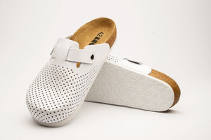 Bjorn by LEON- Men’s Leather Clogs – Breathable Perforated Slip-On Shoes with Cork Style Footbed