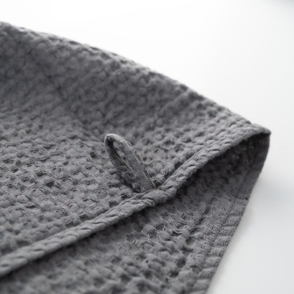 Linen Tales Dark Grey Linen & Cotton Honeycomb Waffle Towel Set