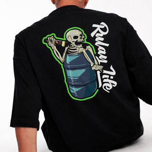 Dominican Blue Drum Skull — Oversized faded t-shirt