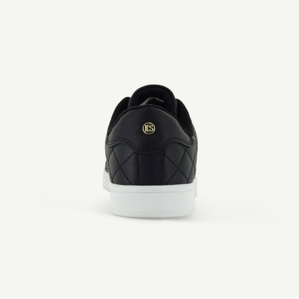 VOLTAIRE: QUILTED COURT SHOE - BLACK