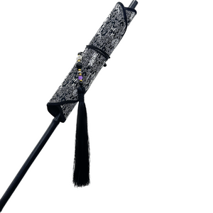 Huan Brocade Foldable Fan Silver
