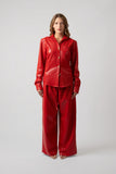 Celeste Quilted Vegan Leather Button-Up