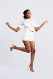 Fae White Eyelet Two-Piece Shorts Set