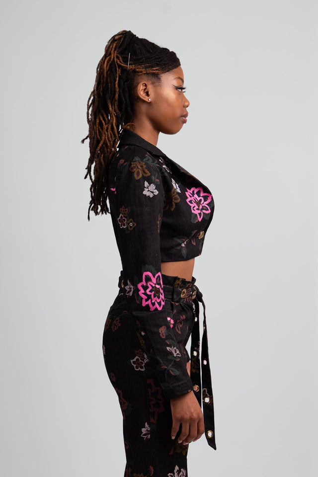 Flora Fitted Cropped Denim Set