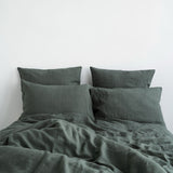Linen Tales Forest Green Linen Duvet Cover Set