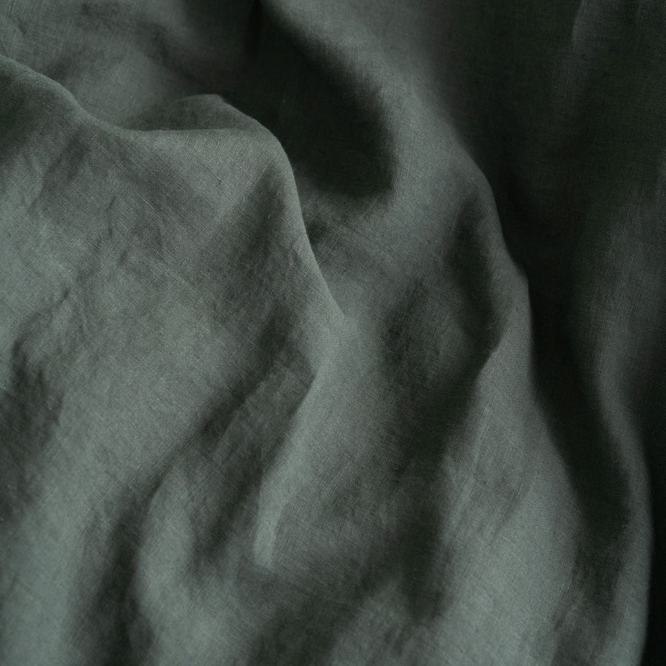 Linen Tales Forest Green Linen Duvet Cover Set