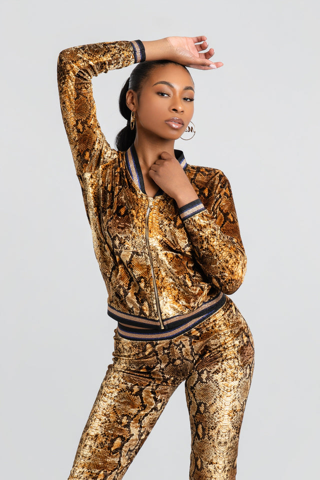 Foxy Velour Python Print Tracksuit
