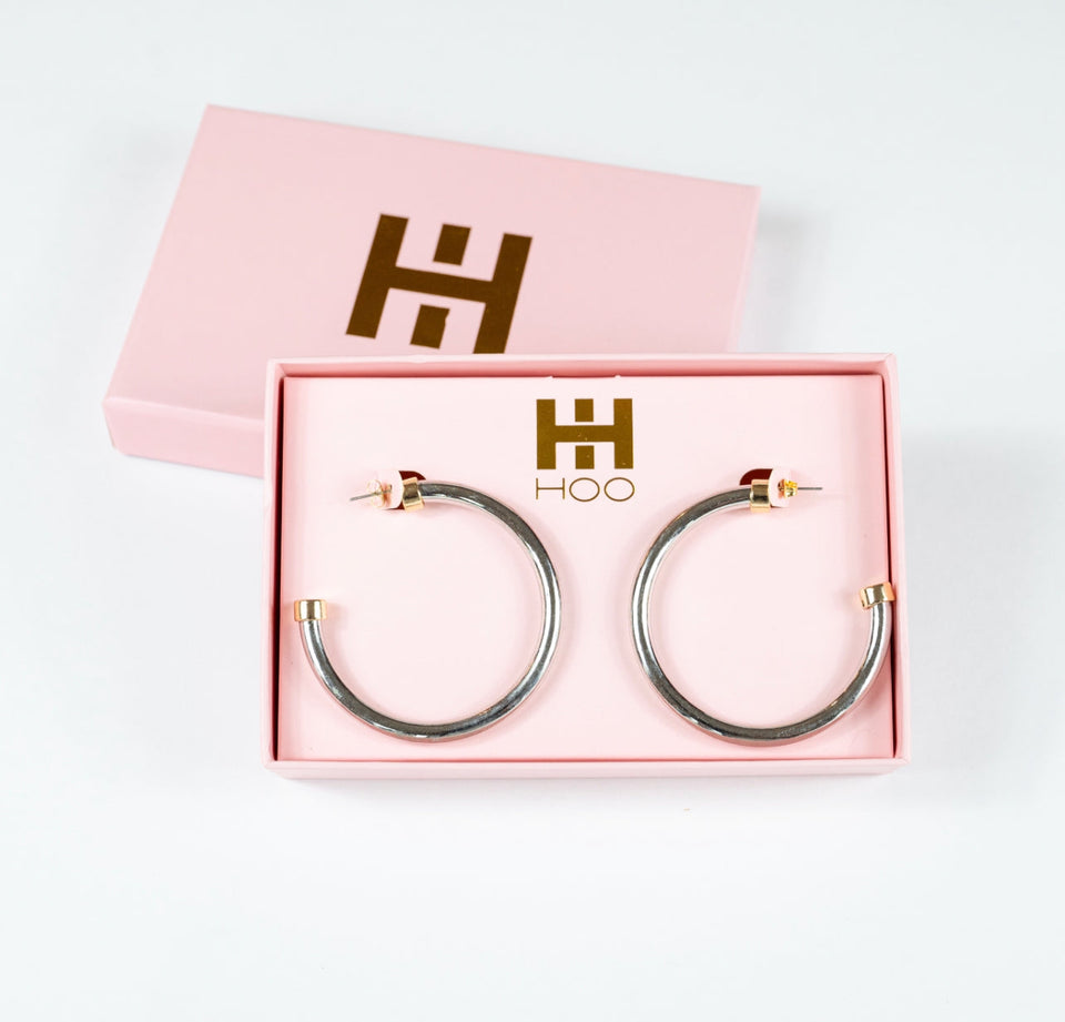 Hoops - Silver with Gold Caps