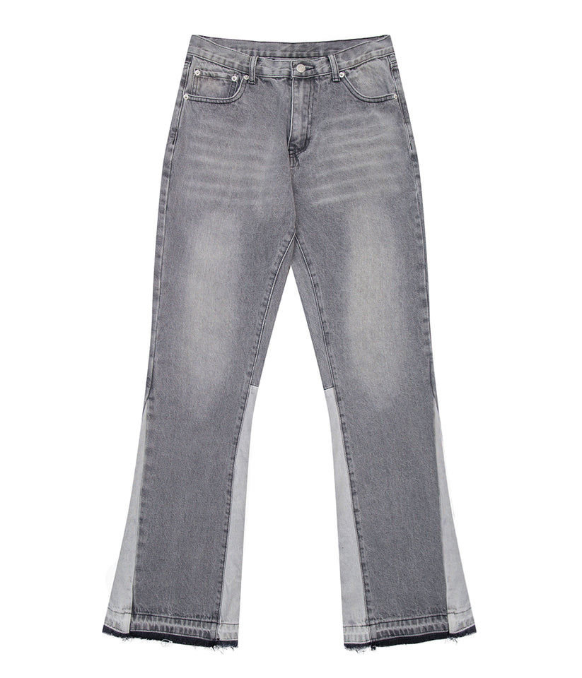 GREY SPLIT FLARE DENIM