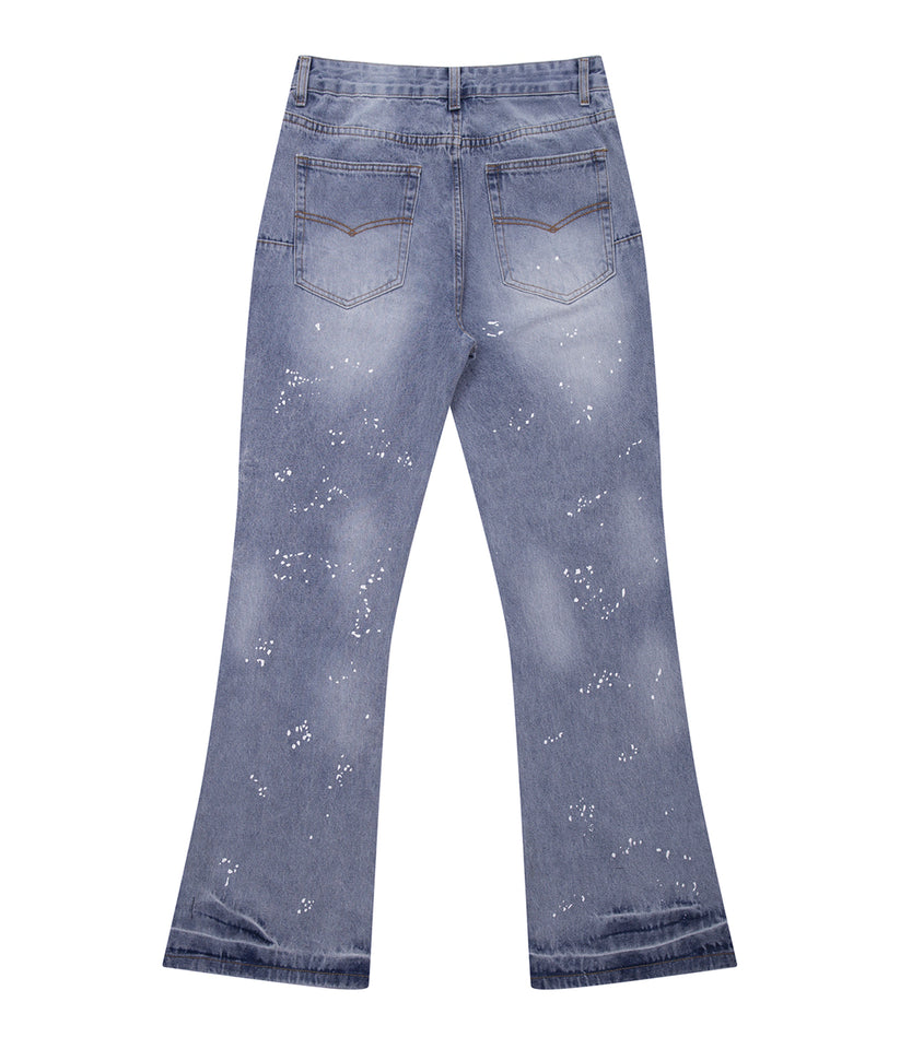 AZUL DISTRESSED SPLIT FLARE DENIM