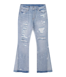 SKY DISTRESSED SPLIT FLARE DENIM