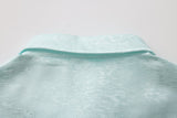 Dori Brocade Straight Collar Shirt Jade Blue