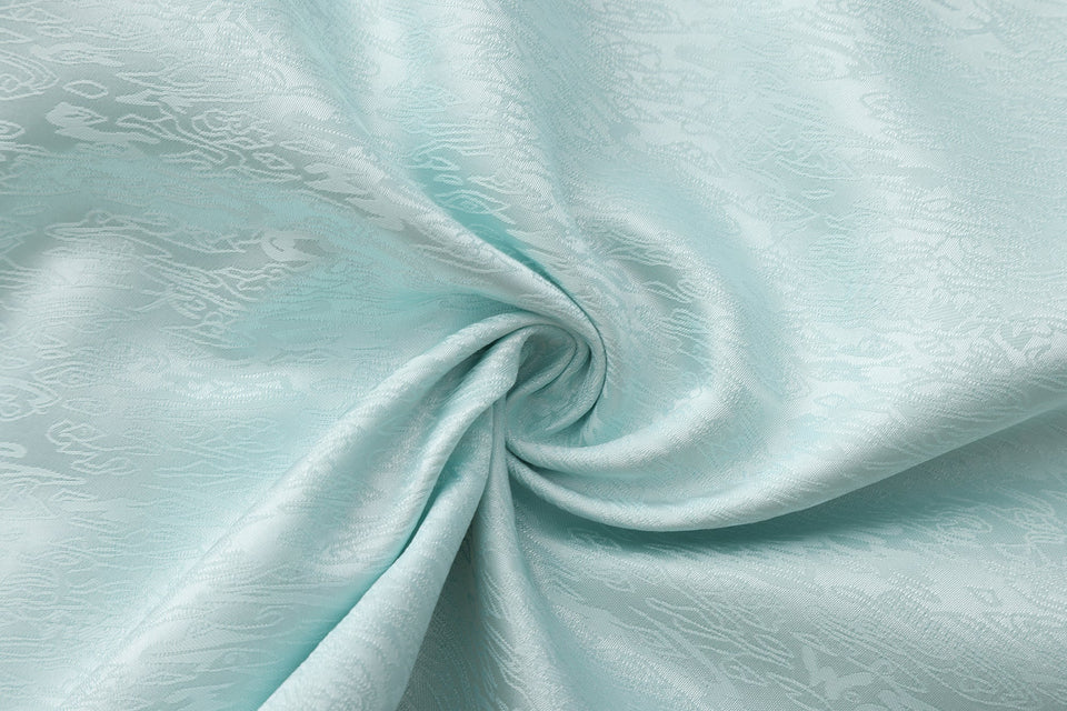 Dori Brocade Straight Collar Shirt Jade Blue
