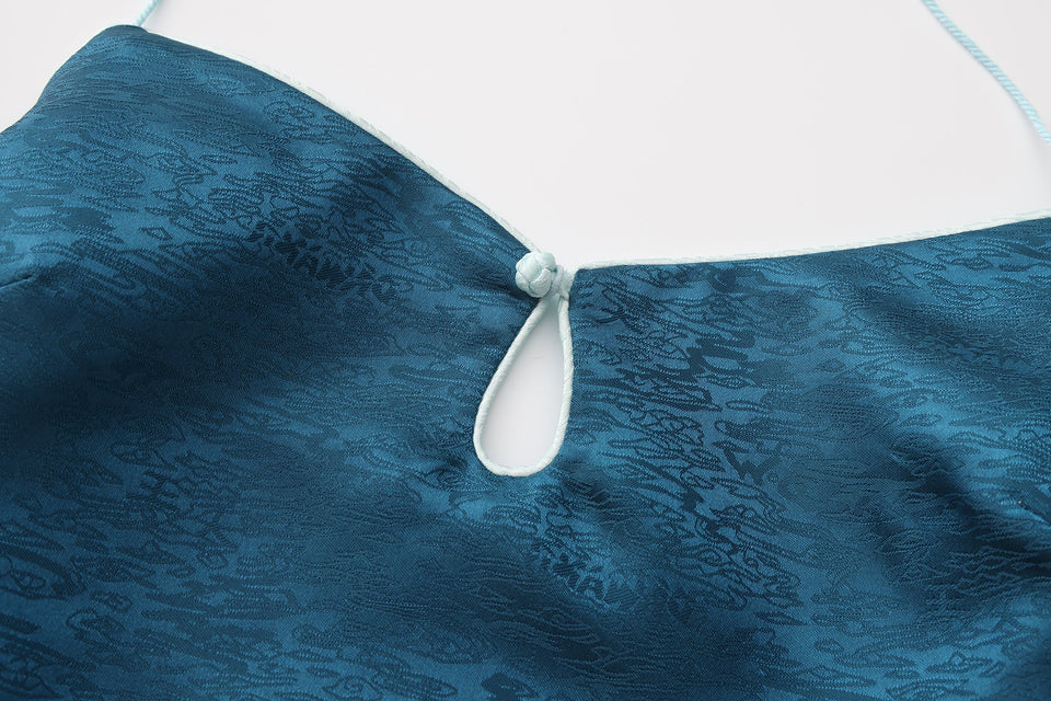 Dong Cropped Reversible Apron Top Elixir Blue
