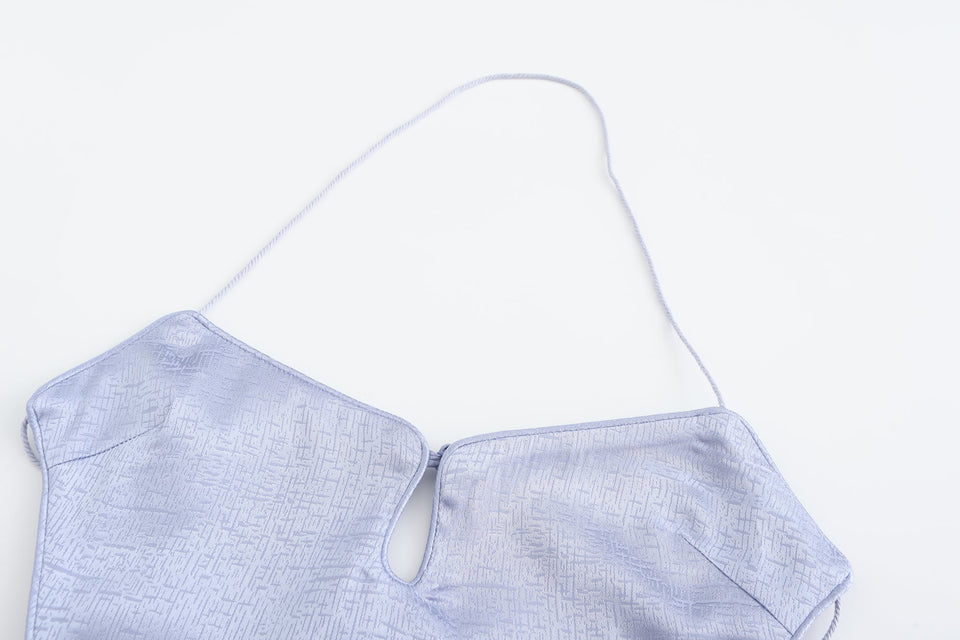 Dong Cropped Reversible Apron Top Periwinkle/Pink