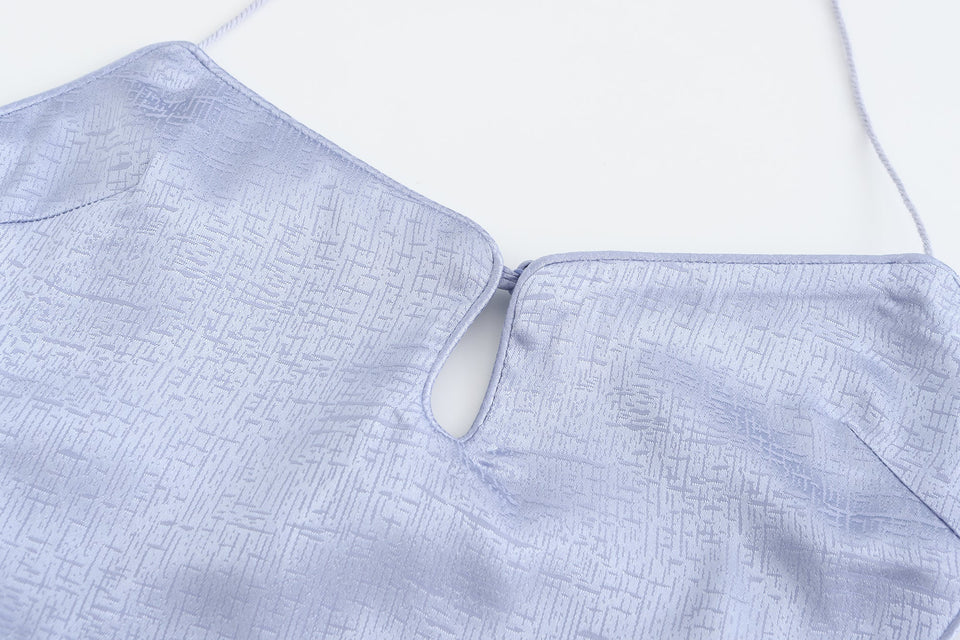 Dong Cropped Reversible Apron Top Periwinkle/Pink