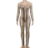 Formed Fitting: Cutout Striped Jumpsuits