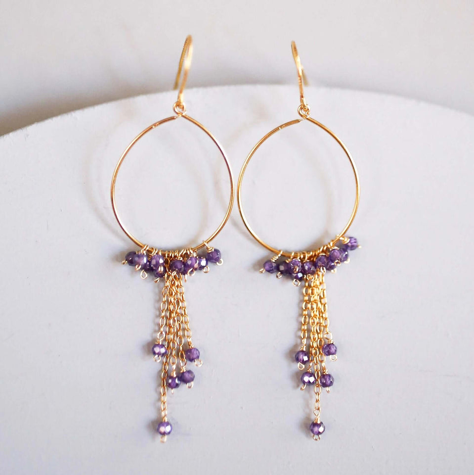 Aquamarine Mini Swing Hoop Earrings