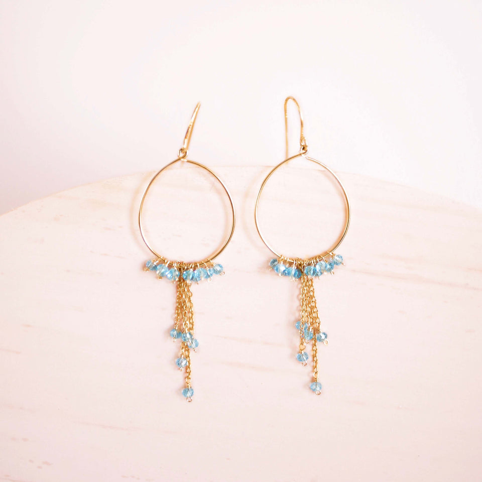 Garnet Mini Swing Hoop Earrings