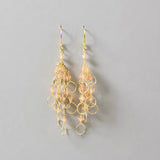 Champagne Quartz Gold Chain Loop Earrings