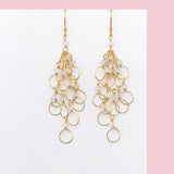 Clear Quartz Gold Chain Loop Earrings