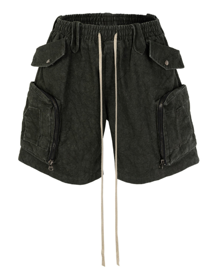 DRAWSTRING JUMBO POCKET CARGO SHORTS