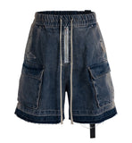 AZUL DRAWSTRING DENIM CARGO SHORTS