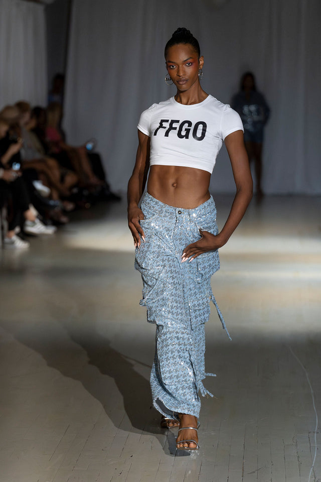 Kelly Sequin Cargo Denim Pants