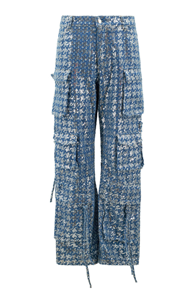 Kelly Sequin Cargo Denim Pants