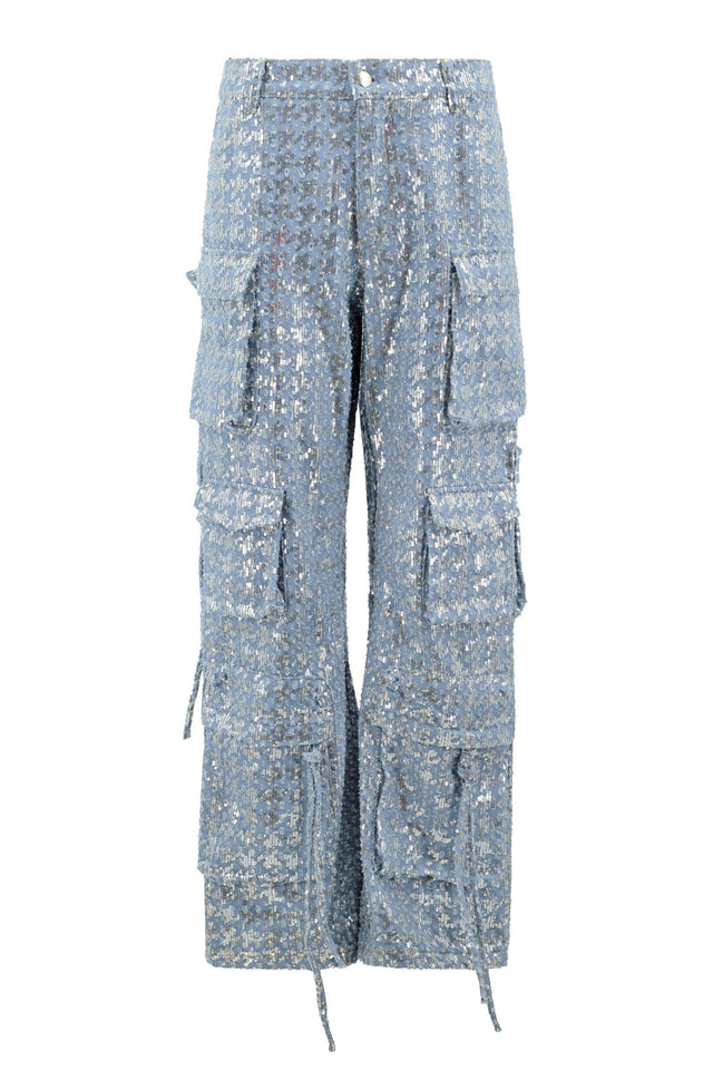 Kelly Sequin Cargo Denim Pants