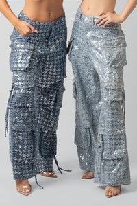 Kelly Sequin Cargo Denim Pants