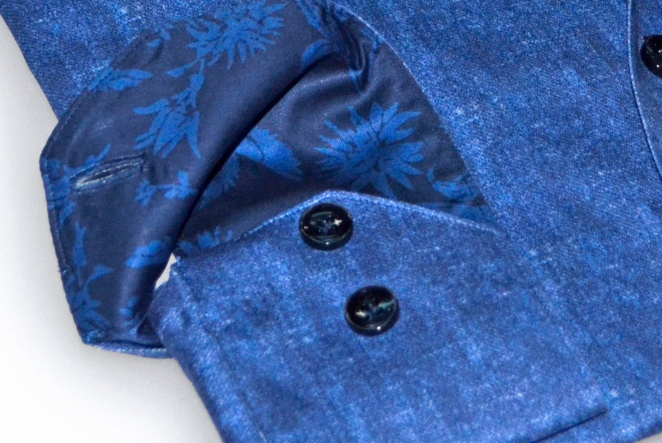 Charles ty  Button-Up  Shirt With Contrast Details // Blue // Contemporary Fit (Regular) - final sale