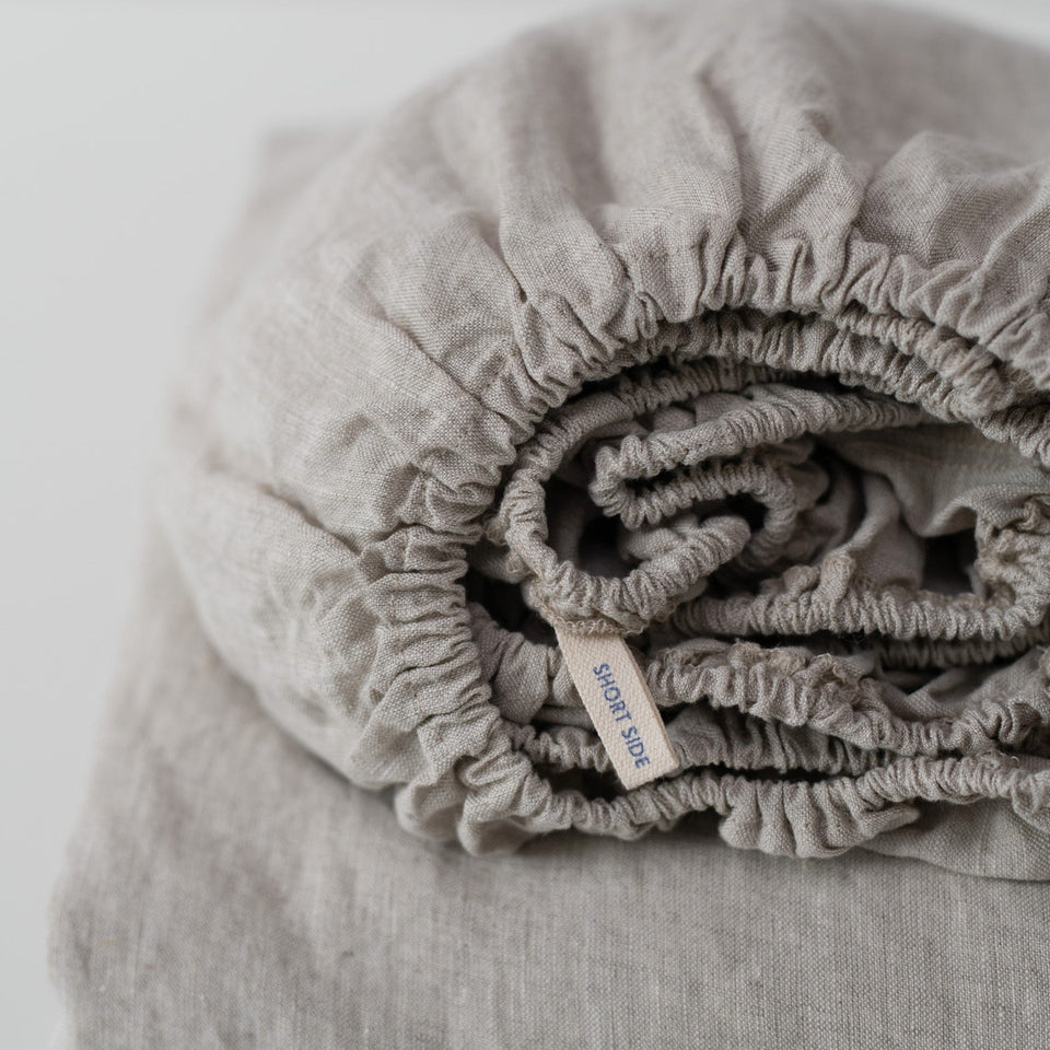 Linen Tales Light Grey Linen Fitted Sheet