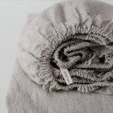 Linen Tales Light Grey Linen Fitted Sheet