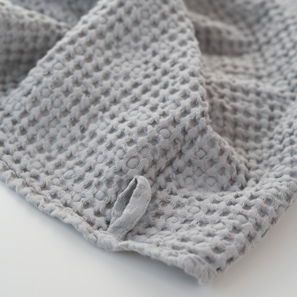 Linen Tales Light Grey Linen & Cotton Honeycomb Waffle Towel Set