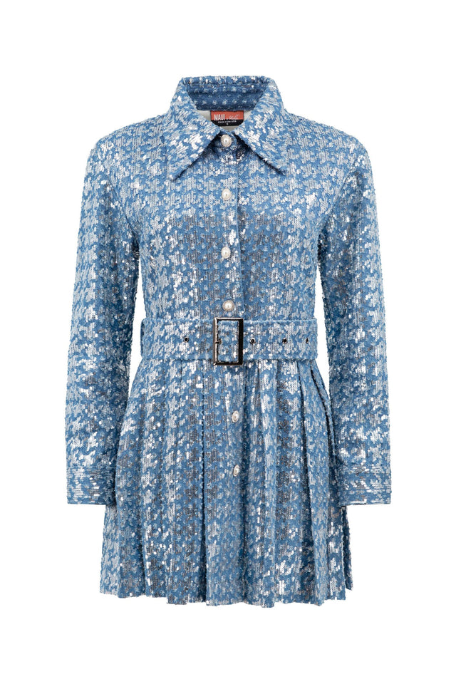 Michelle Sequin Denim Mini Dress