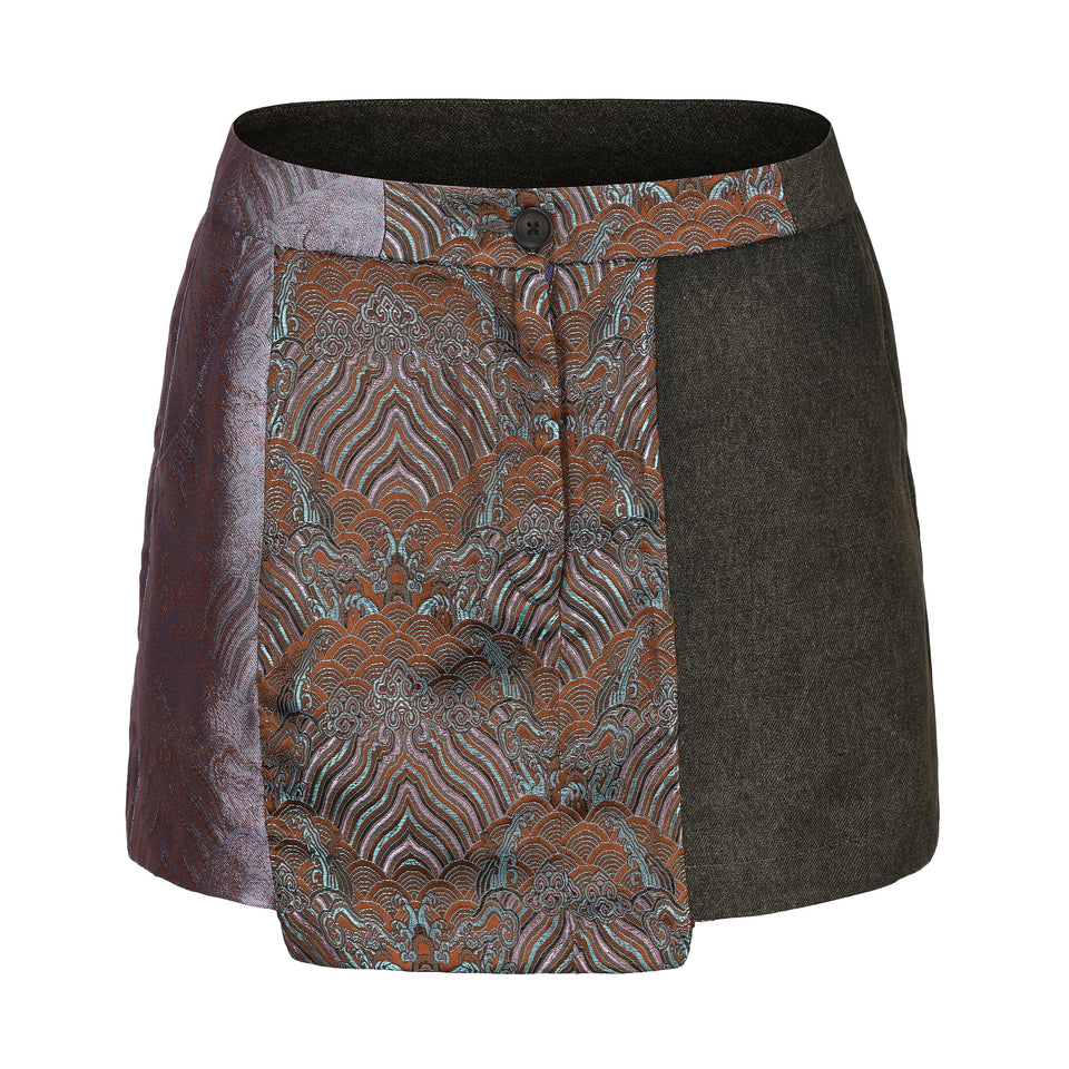 Dan Denim Patch Mini Skirt