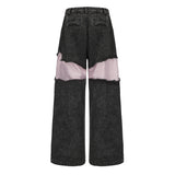 Deng Denim/Brocade Patch Pants