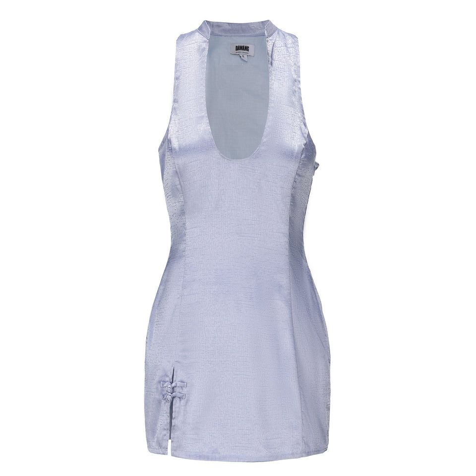 Hua Sleeveless Brocade Mini Dress Periwinkle