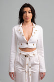 Elvadira Fitted Cropped Denim Set