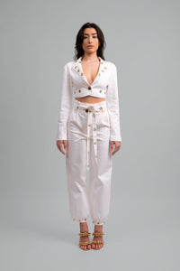 Elvadira Fitted Cropped Denim Set
