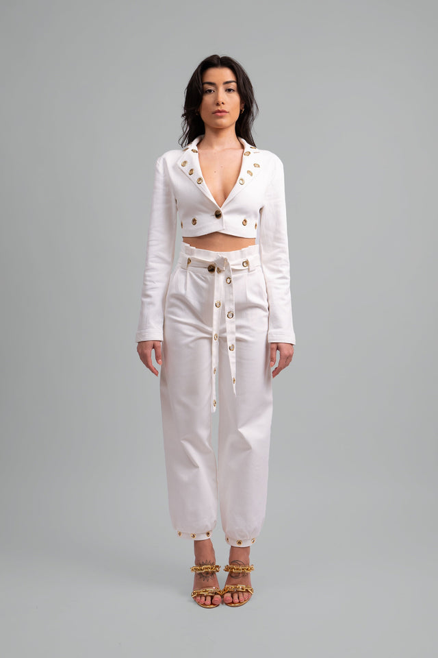 Elvadira Fitted Cropped Denim Set