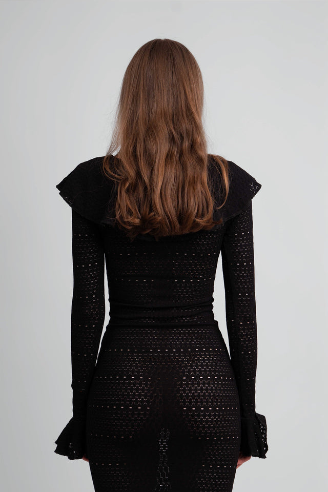Madonna Lace Knit Ruffled Dress