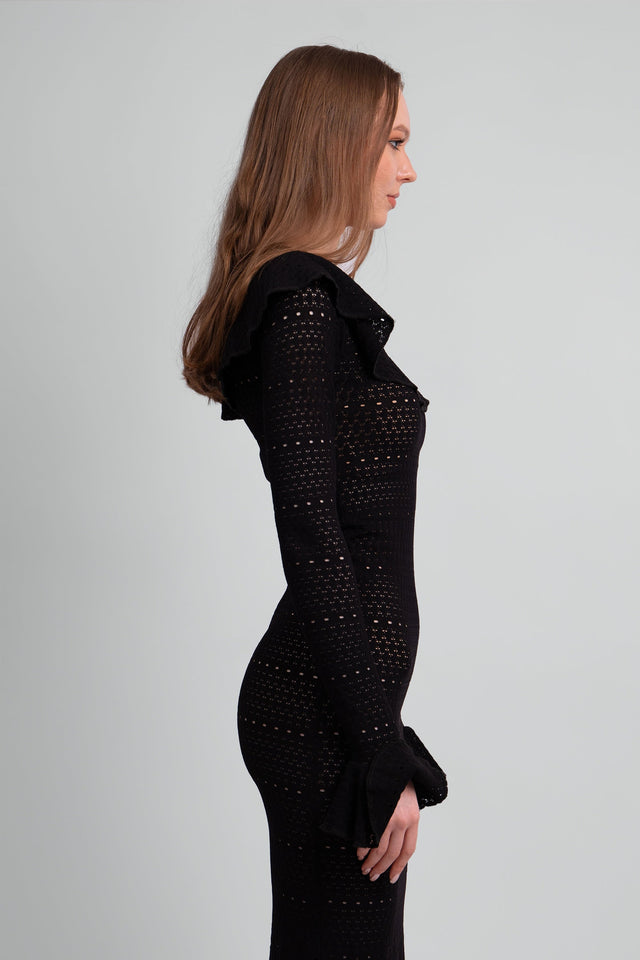 Madonna Lace Knit Ruffled Dress