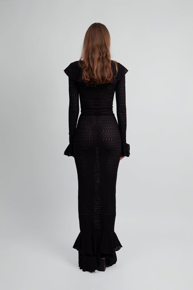 Madonna Lace Knit Ruffled Dress