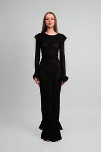 Madonna Lace Knit Ruffled Dress