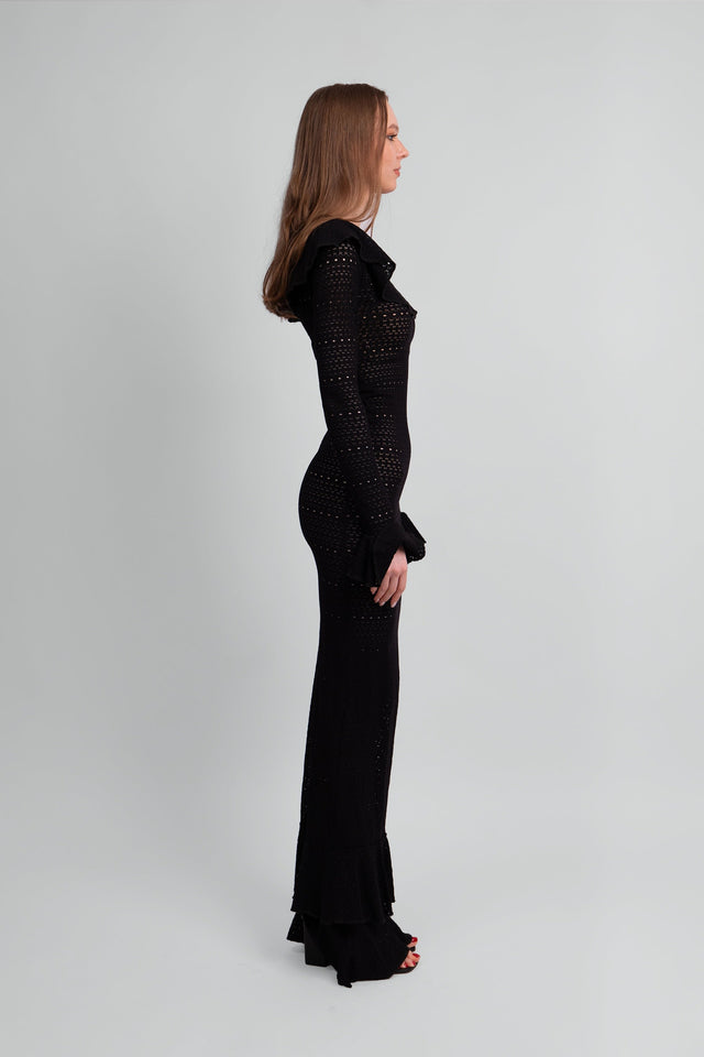 Madonna Lace Knit Ruffled Dress